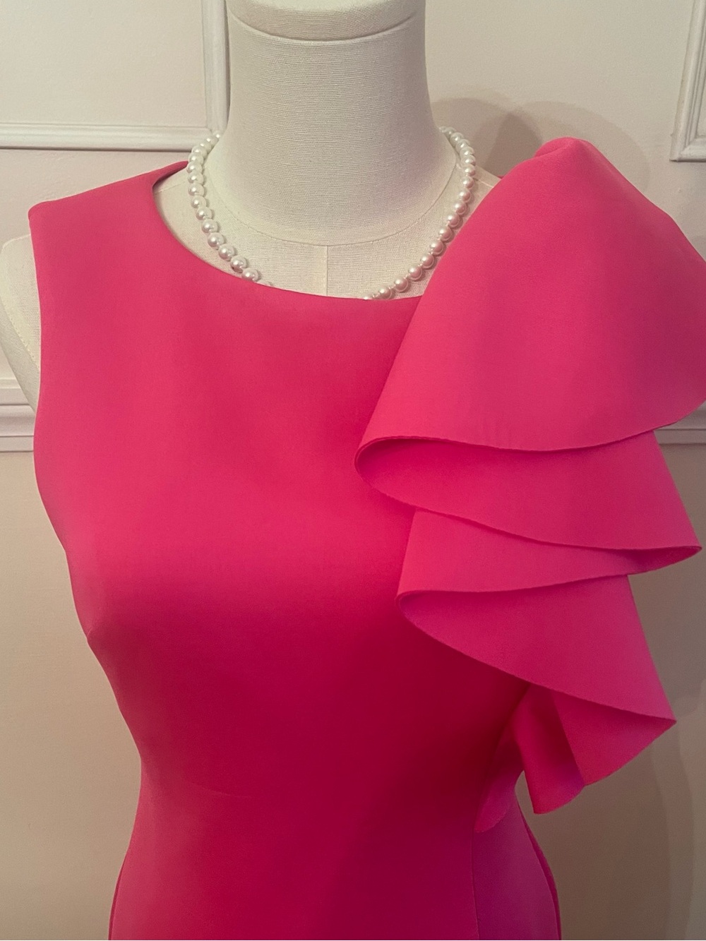 Eliza J Hot Pink One-Shoulder Ruffle Sheath Dress - Picture 5 of 5
